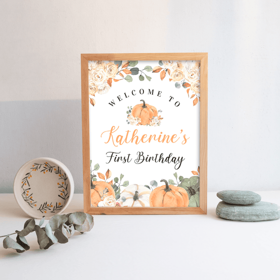 Editable Our Little Pumpkin Welcome Sign PB001