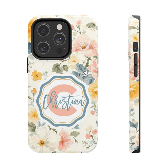 Personalized Floral Tough Phone Case - Customized with Name | Durable Protection - PC013