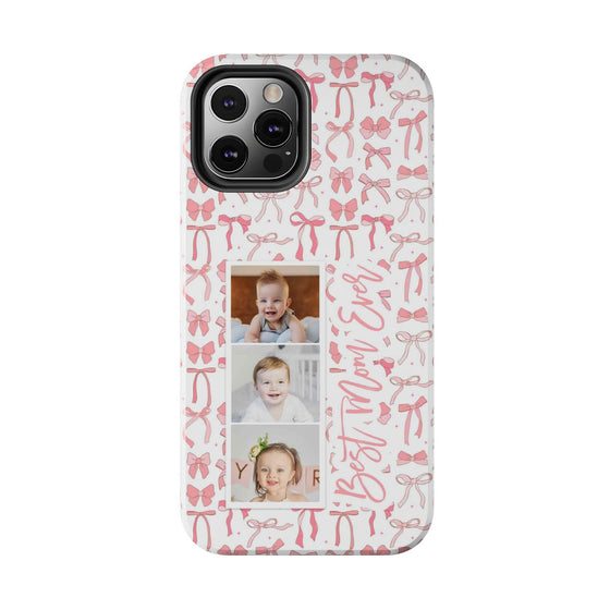 Custom Tough Phone Case - Best Mom Ever with Pink Bows - PC016