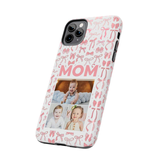 Personalized Mom Photo Collage Phone Case - Bow Design -PC015