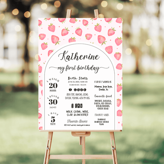 Editable Strawberry Milestone Poster BF01