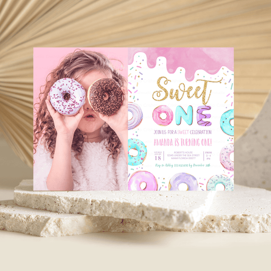 Editable Sweet One Birthday Invitation D001