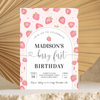 Editable Berry First Birthday Invitation Strawberry BF01