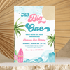 Editable Girl The Big One Surfing Invitation BO2