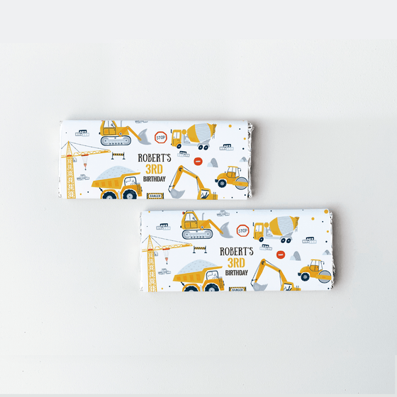 Editable Construction Candy Bar Chocolate Wrapper C001