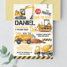  Editable Construction Birthday Invitation C002