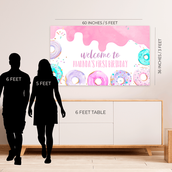 Editable Sweet One Birthday Backdrop D001