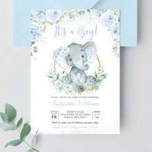  Editable It's a Boy Elephant Baby Shower Invitation E101
