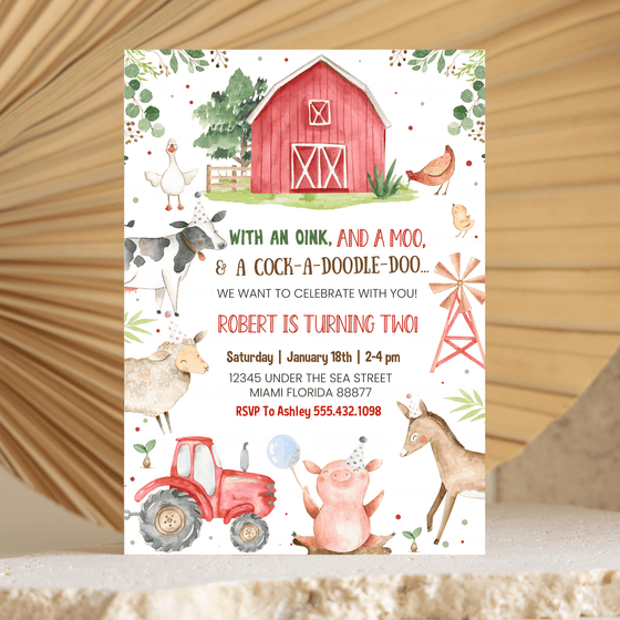 Editable Farm Birthday Invitation F101