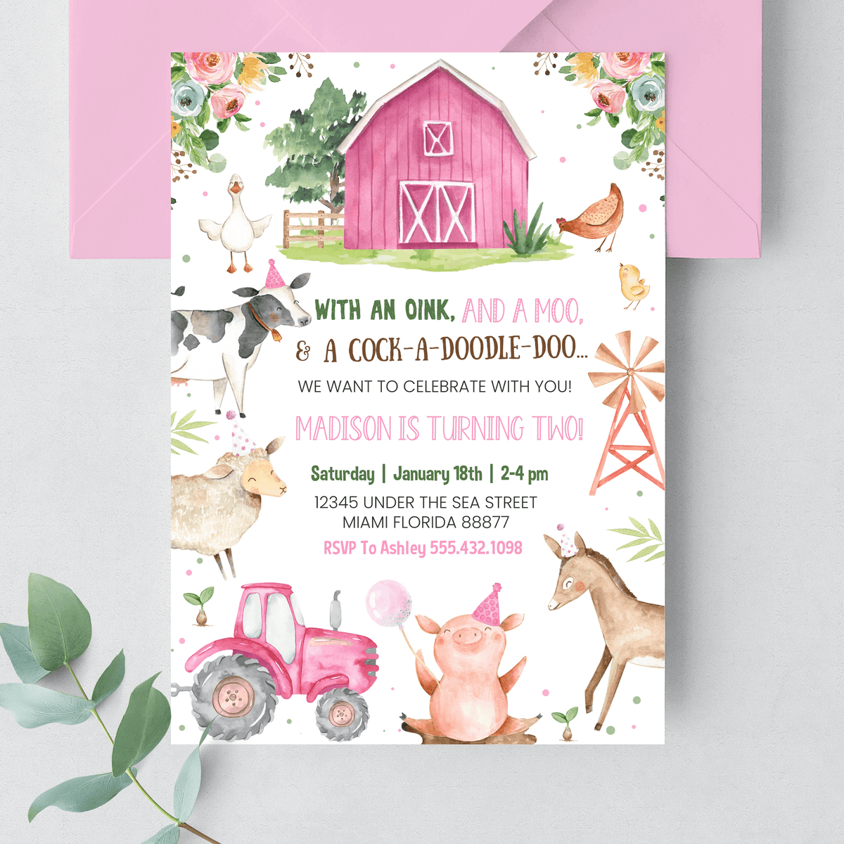 Editable Farm Birthday Invitation F102 – Crish Studio