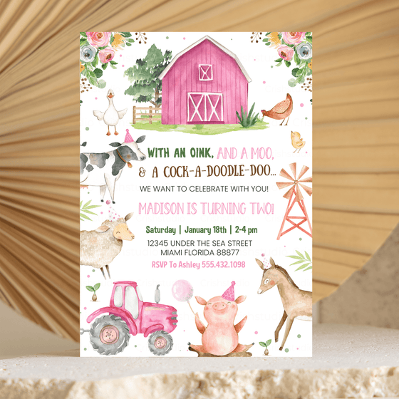 Editable Farm Birthday Invitation F102