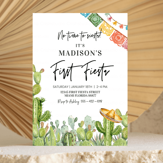 Editable First Fiesta Birthday Invitation FT101
