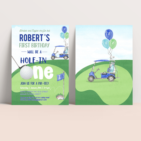 Editable Hole In One Birthday Invitation G01