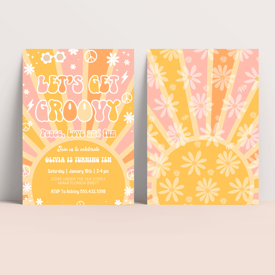 Editable Groovy Birthday Invitation G116