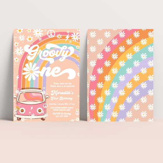 Editable Let's Get Groovy Birthday Invitation G201