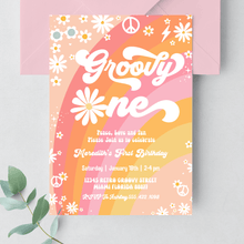  Editable Groovy One Birthday Invitation G401