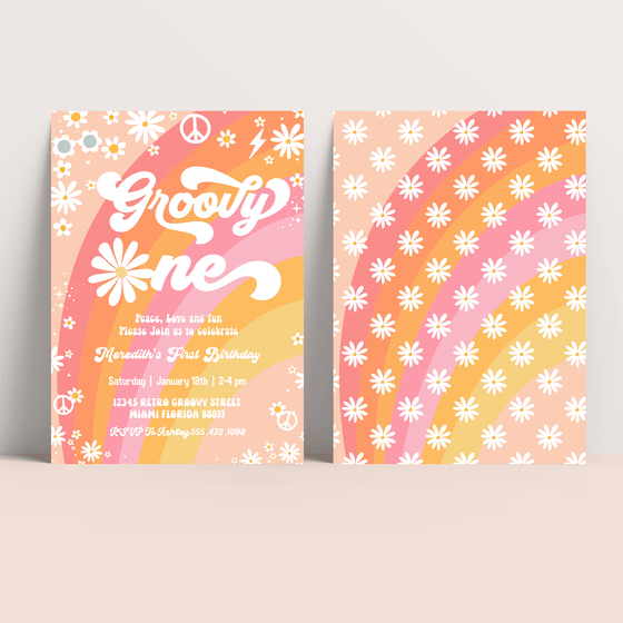 Editable Groovy One Birthday Invitation G401