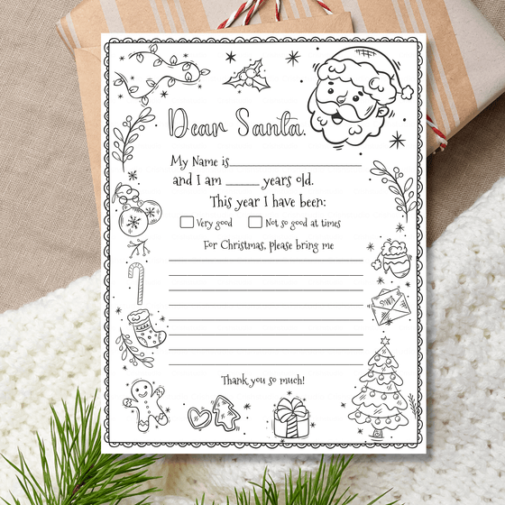 Letter To Santa Printable Coloring LTS101