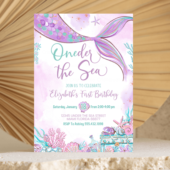Editable Oneder the Sea Mermaid Invitation M101