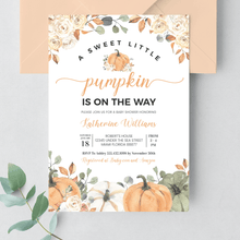  Editable Pumpkin Baby Shower Invitation P001