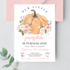 Editable Our Little Pumpkin Birthday Invitation PB103