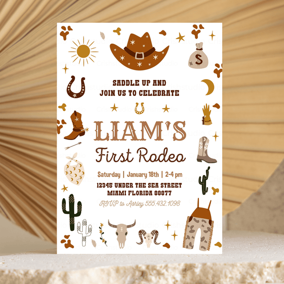 Editable My First Rodeo Invitation R001