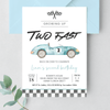 Editable TWO Fast Birthday Invitation Race Car Invitation R101