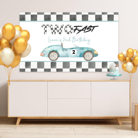 Editable Two Fast Birthday Backdrop R102