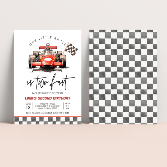 Editable TWO Fast Birthday Invitation R403