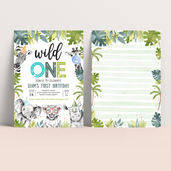 Editable Wild One Birthday Invitation S101
