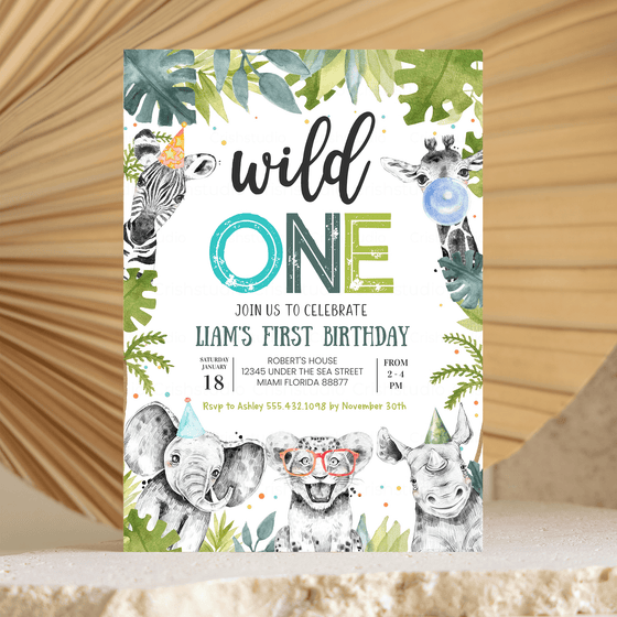 Editable Wild One Birthday Invitation S101
