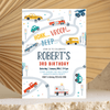 Editable Transportation Birthday Invitation T001