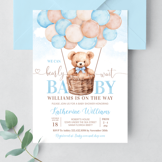 Editable We Can Bearly Wait Baby Shower Invitation T201