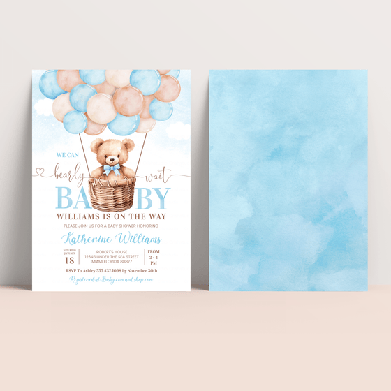 Editable We Can Bearly Wait Baby Shower Invitation T201