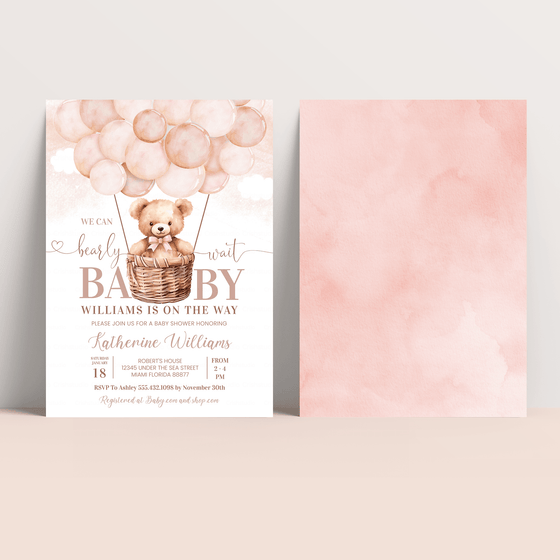 Editable We Can Bearly Wait Baby Shower Invitation T401