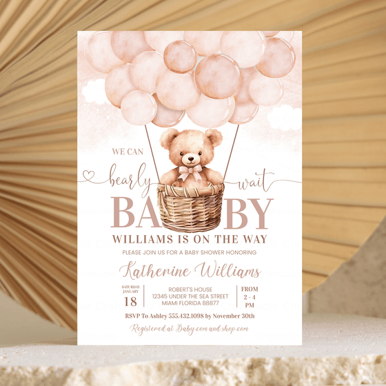 Editable We Can Bearly Wait Baby Shower Invitation T401