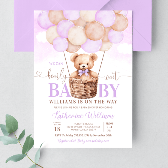 Editable We Can Bearly Wait Baby Shower Invitation T601