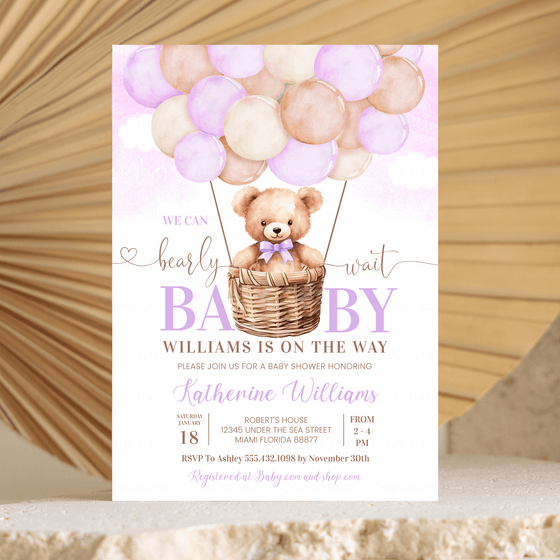 Editable We Can Bearly Wait Baby Shower Invitation T601