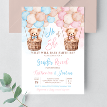  Editable Teddy Bear Gender Reveal Invitation T701