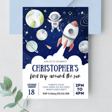  Editable First Trip Around the Sun Outer Space Invitation TA01