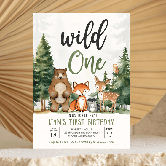 Editable Wild One Invitation W301