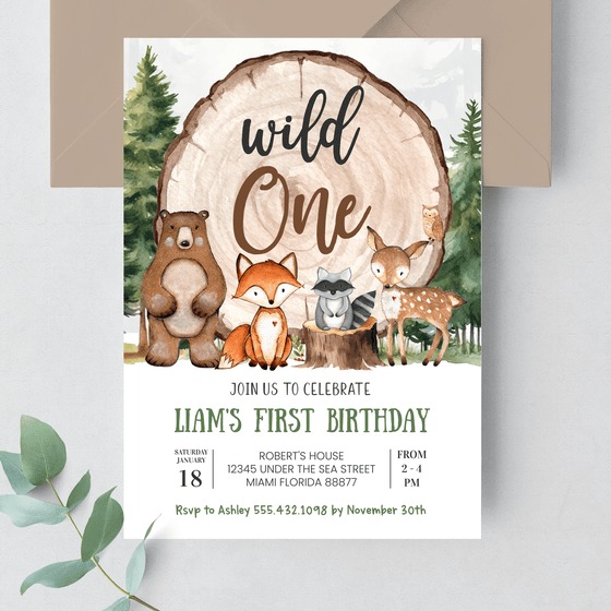 Editable Wild One Invitation W401