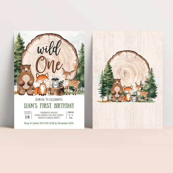 Editable Wild One Invitation W401