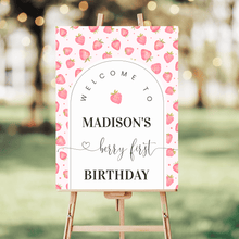  Editable Strawberry Birthday Welcome Sign BF01