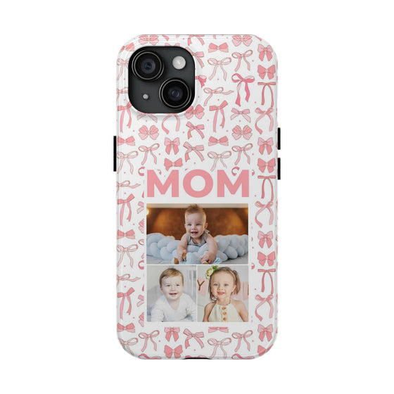 Personalized Mom Photo Collage Phone Case - Bow Design -PC015