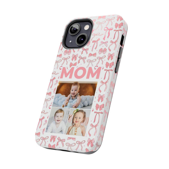 Personalized Mom Photo Collage Phone Case - Bow Design -PC015