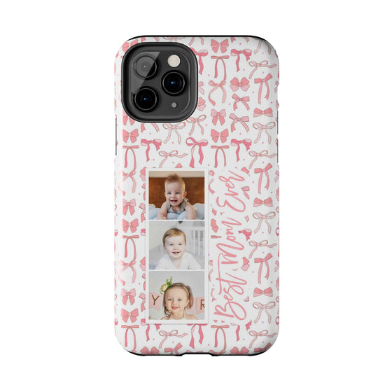 Custom Tough Phone Case - Best Mom Ever with Pink Bows - PC016