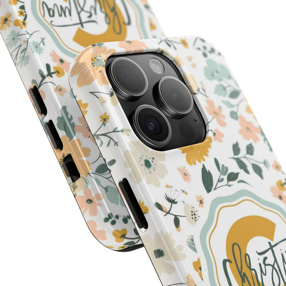 Personalized Floral Tough Phone Case - Custom Name Design - PC007