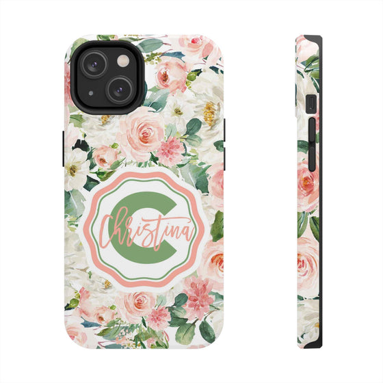 Personalized Floral Phone Case - Custom Tough Case with Name - PC025