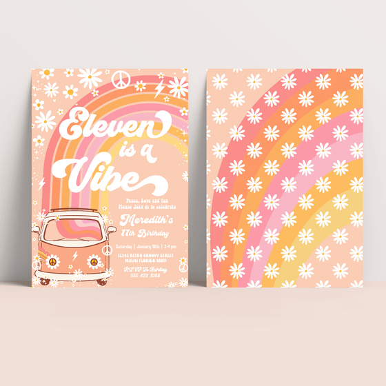Editable Eleven Is A Vibe Birthday Invitation G311